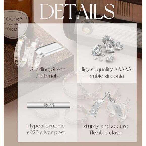 Elegant Silver Hoop Earrings - Picture 4 of 11